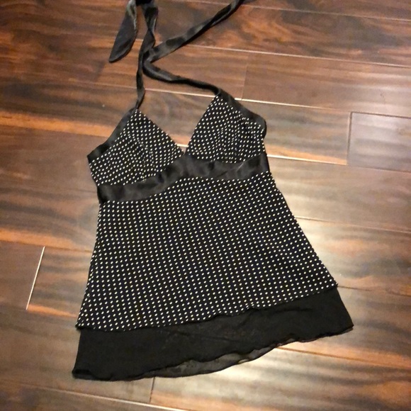 Black and white Polka Dot Halter Too size medium - Picture 7 of 8